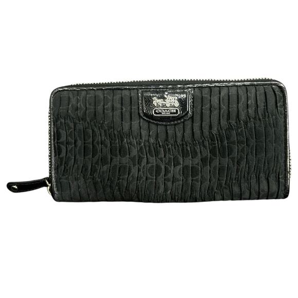 Coach Pleated Canvas Wallet Organizer in Black - Picture 1 of 3